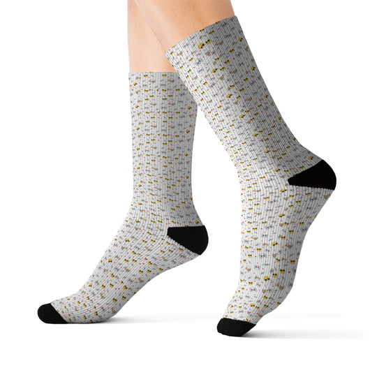   Cat Faces & Fishbones Sublimation Socks  Nextuniq 