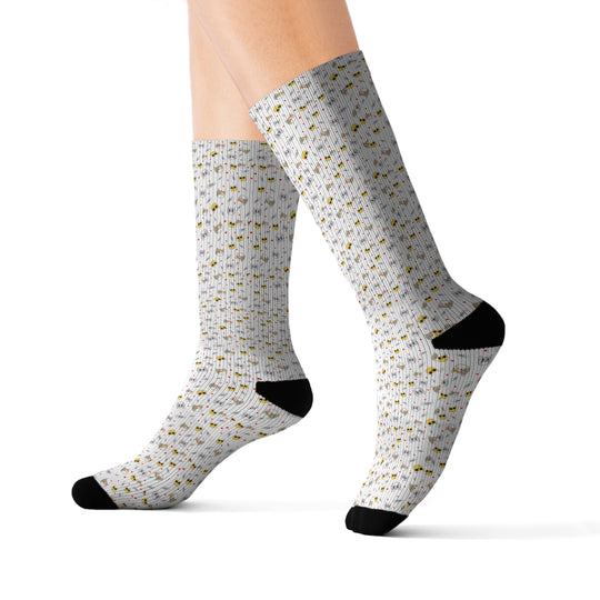   Cat Faces & Fishbones Sublimation Socks  Nextuniq 